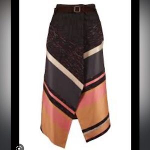 Asymmetrical Women's Skirt in Black, Pink, and Tan